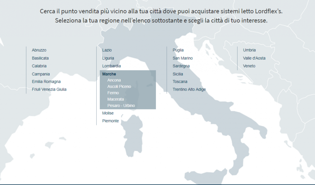 Cartina della rete di vendita